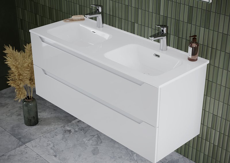 Тумба под раковину подвесная Sancos Norma 2.0 120 белая глянцевая NR2.0120-2W - 1