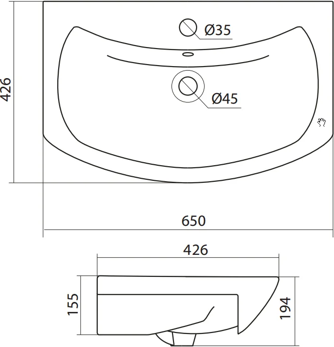 Тумба с раковиной Onika Балтика 65 белый  - 3