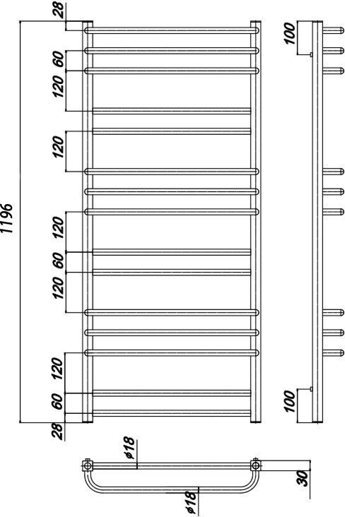 Полотенцесушитель водяной Ravak Cube 500x1200 X04000083670 - 3
