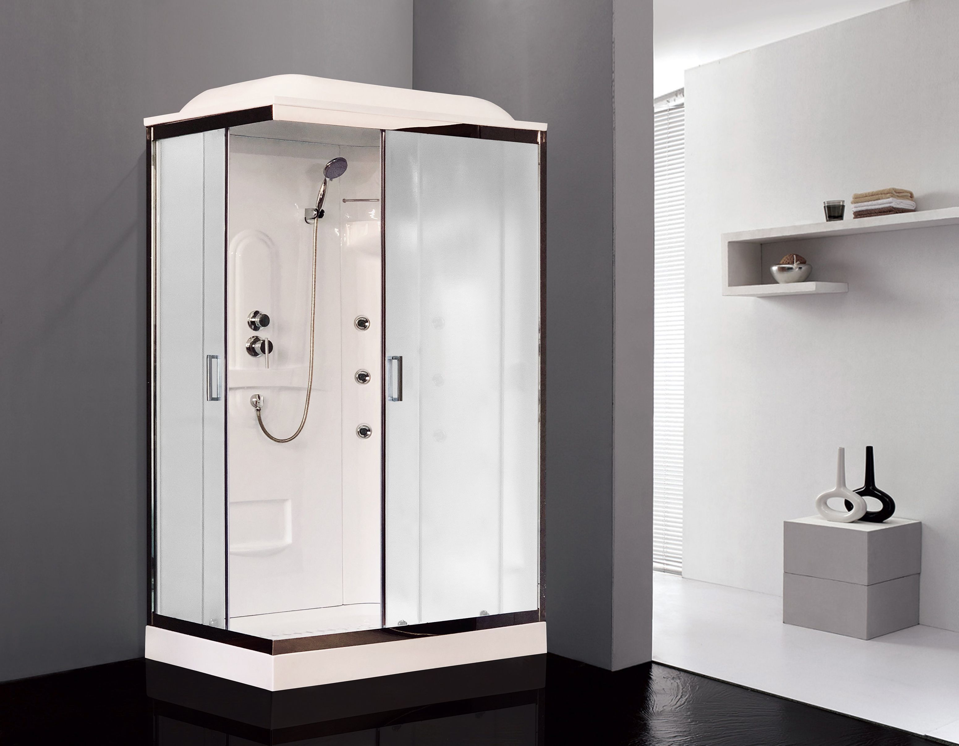 Душевая кабина Royal Bath 120х80 R профиль белый стекло матовое с гидромассажем RB8120HP2-M-R - 1