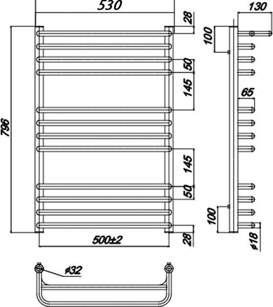Полотенцесушитель Водяной Optima 500 x 800_W X04000083685 - 3