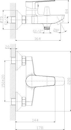 Смеситель для ванны Rossinka  хром  S35-31 - 1