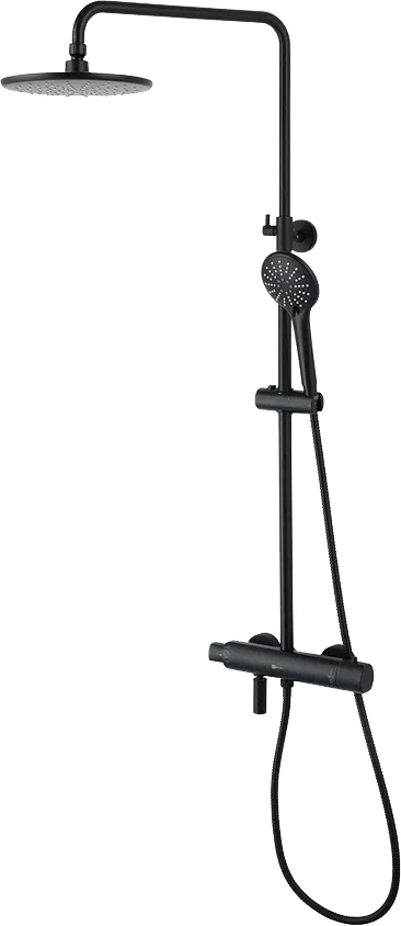Душевая стойка Lemark Bronx c термостатом, черная LM3772BL - 0