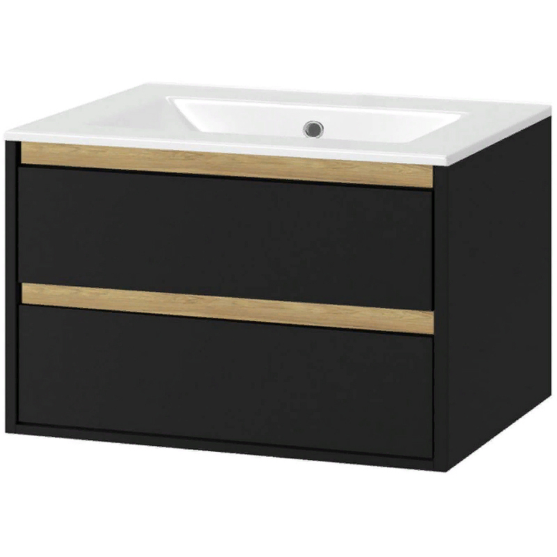Тумба под раковину EXCELLENT Tuto 80 черный матовый - светлое дерево MLEX.0103.800.BKBL - 0