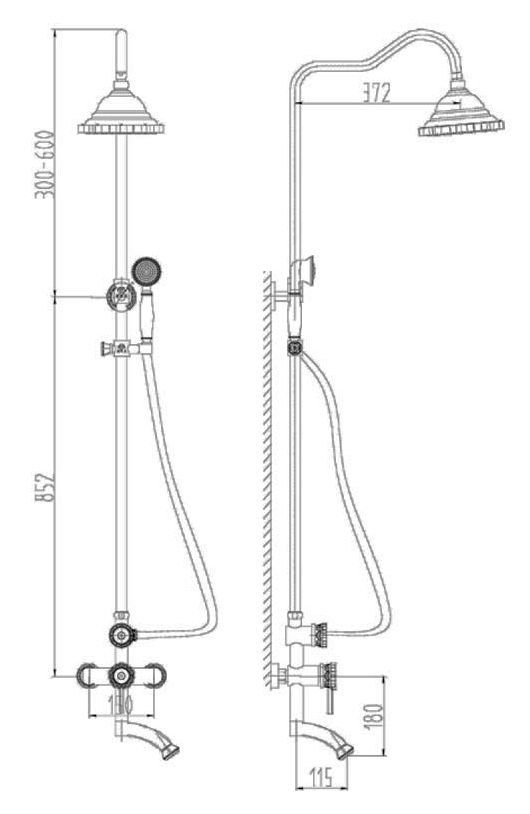 Душевая стойка Zorg Antic A 102DS-BR - 1