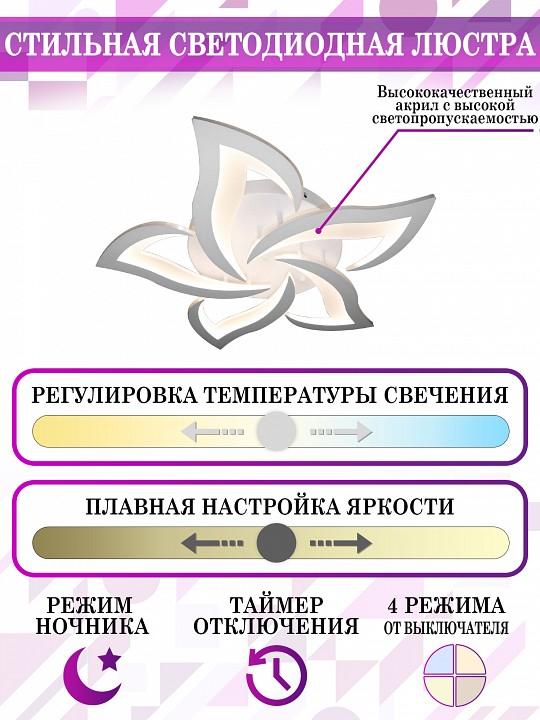 Потолочная люстра Natali Kovaltseva Smart home LED LAMPS 81212 - 3