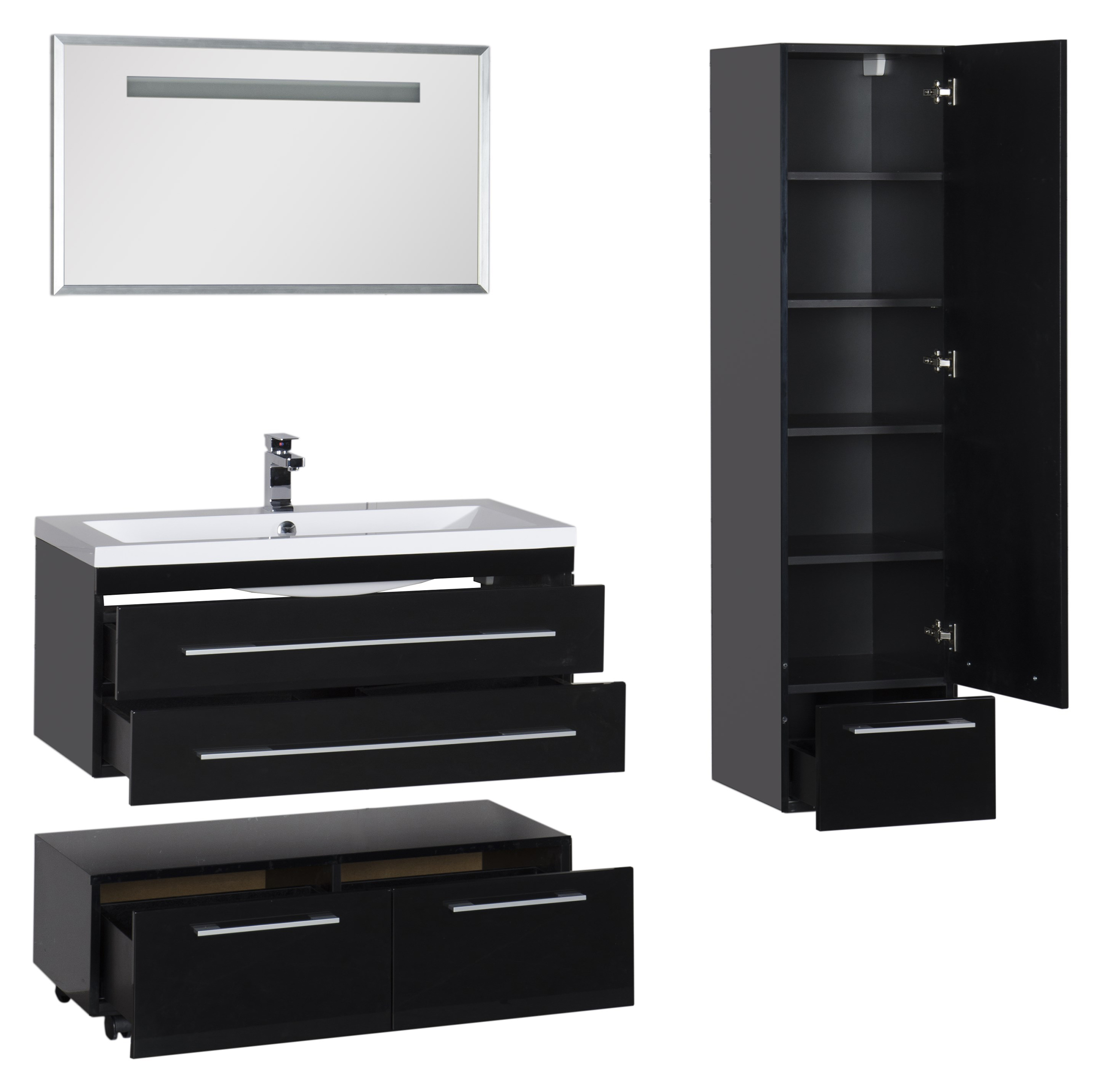 Тумба Aquanet Нота 100 подкатная, черная 170734 - 27