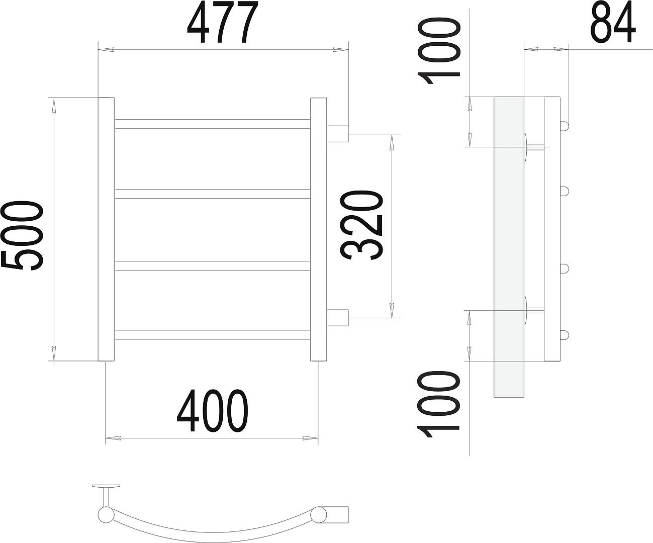 Водяной полотенцесушитель Terminus Классик П4 400x500 Хром боковое подключение 4670078530189 - 2