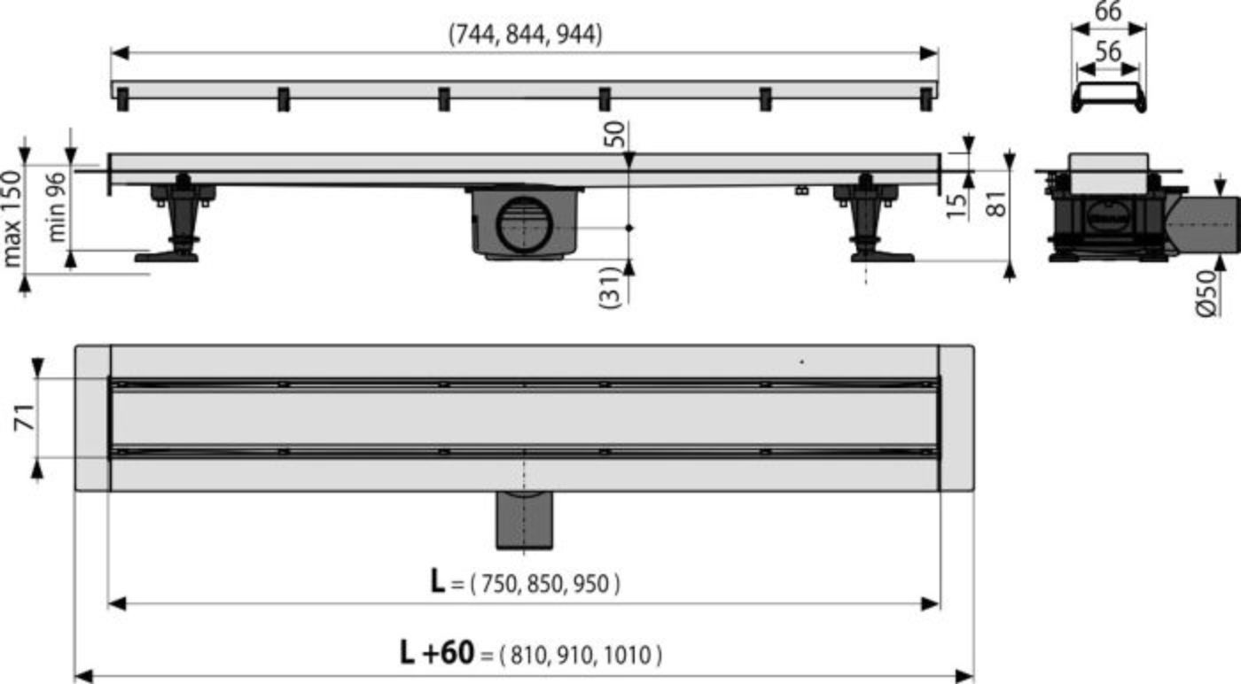 Душевой лоток AlcaPlast Double APZ13 85 см APZ13-DOUBLE9-850 - 1