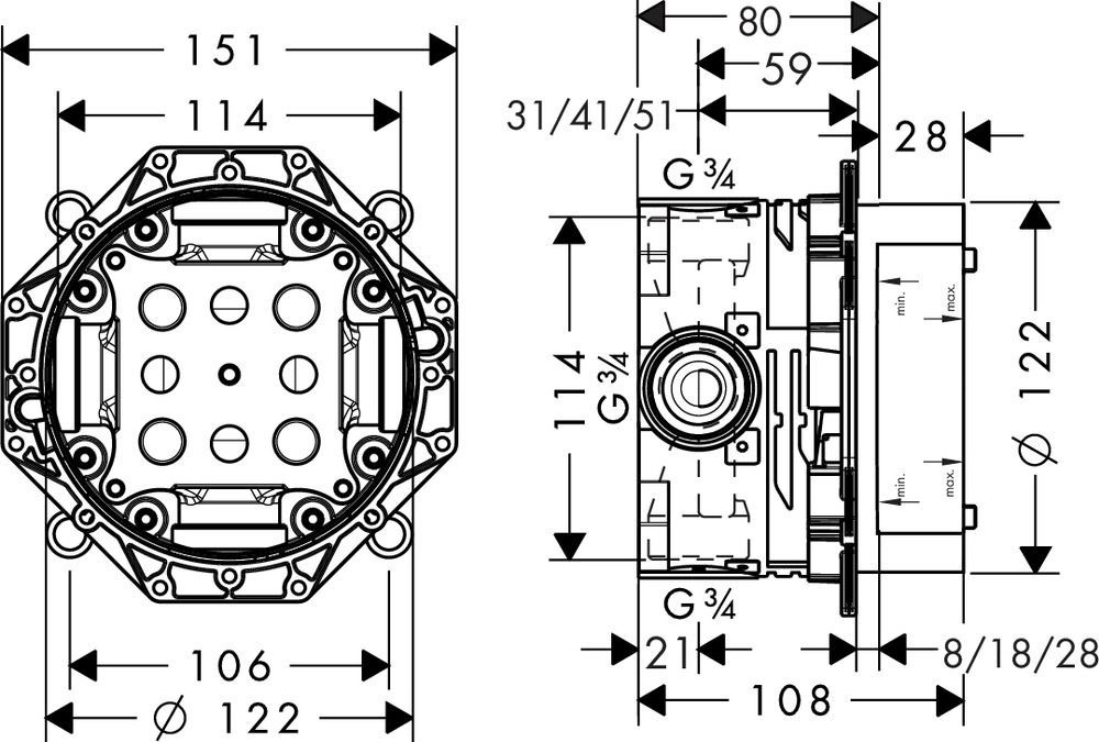 Душевой комплект Hansgrohe Croma Select E 27294000 с внутренней частью - 9