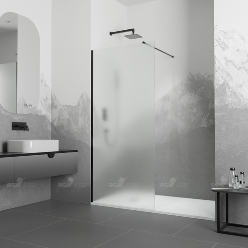 Душевая перегородка RGW Walk in 100х195 черная стекло прозрачное 351011010-14 - 0