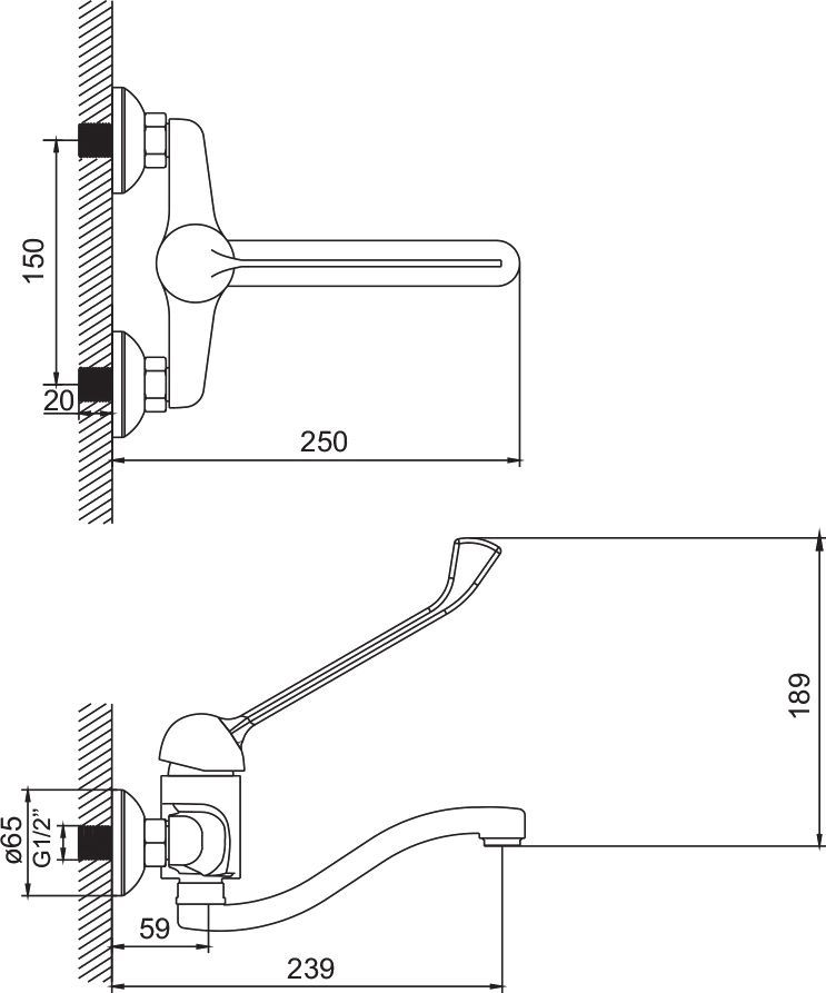 Смеситель Iddis для медицинских учреждений CG53654C - 6