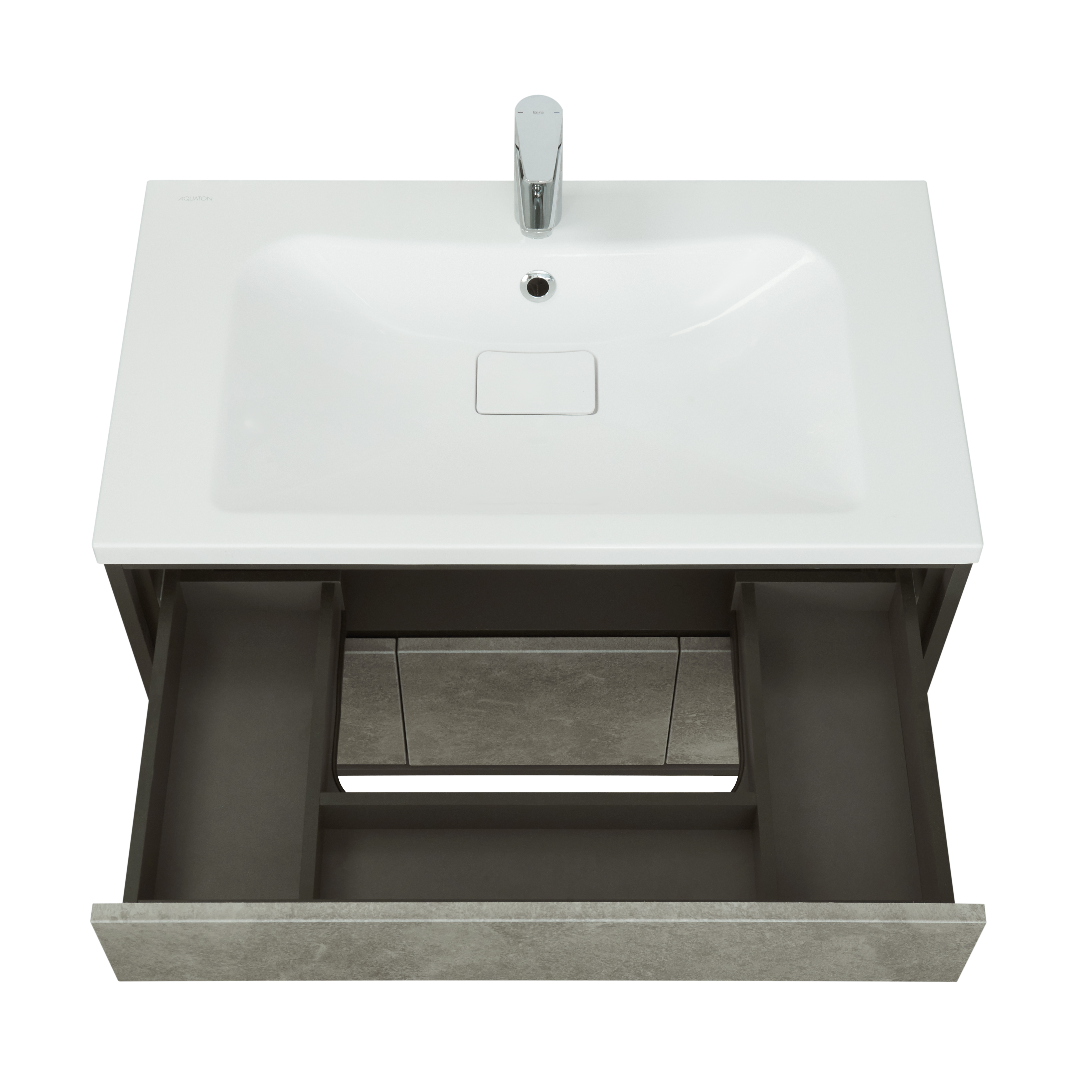 Тумба с раковиной Aquaton Уэльс 80 серый-черный матовый 1A2679K1WA6A0 - 2