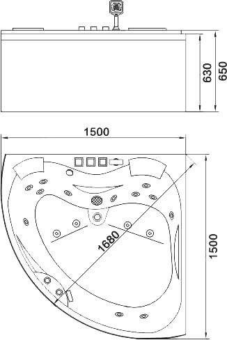 Акриловая ванна Orans OLS-BT6012X 150x150 см 6012X00 - 1