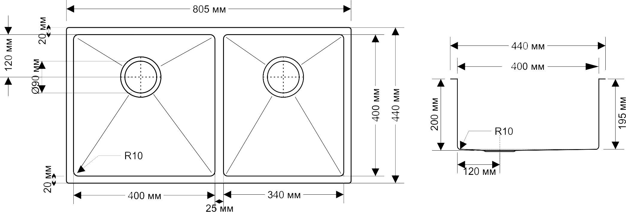 Мойка кухонная Seaman Eco Marino SME-805DR SME-805DR.A - 1