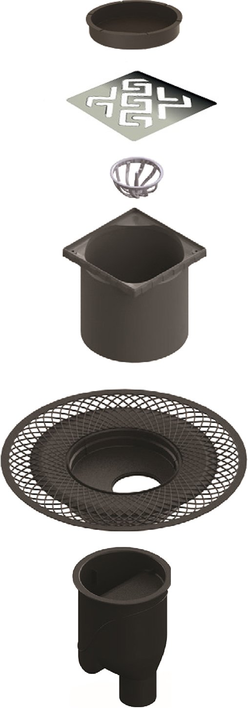 Душевой трап Berges Wasserhaus Platz Antik 15x15 см 090061 - 2