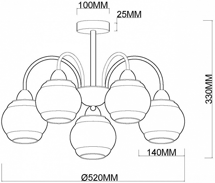 Люстра на штанге MyFar Kris MR1491-5C - 2