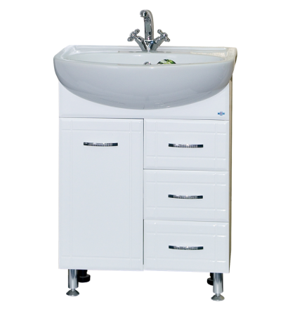 Тумба с раковиной Misty Уют 60 белая глянцевая ИП000000162 - 0