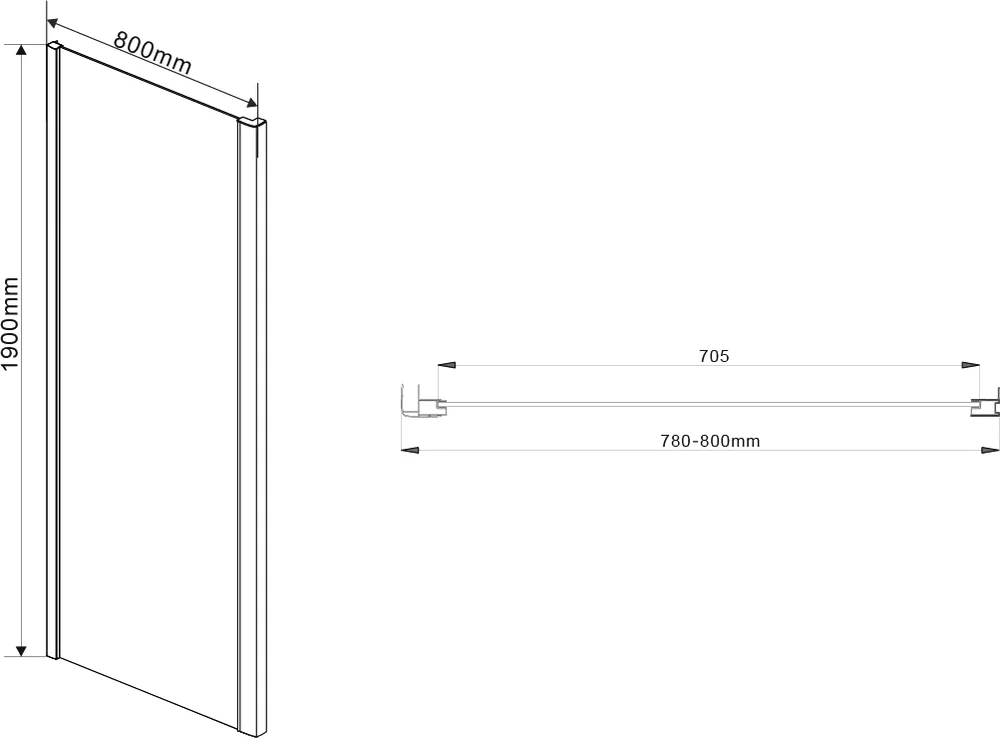 Боковая панель Vincea Intra 80 хром стекло прозрачное VSG-1I800CL - 1