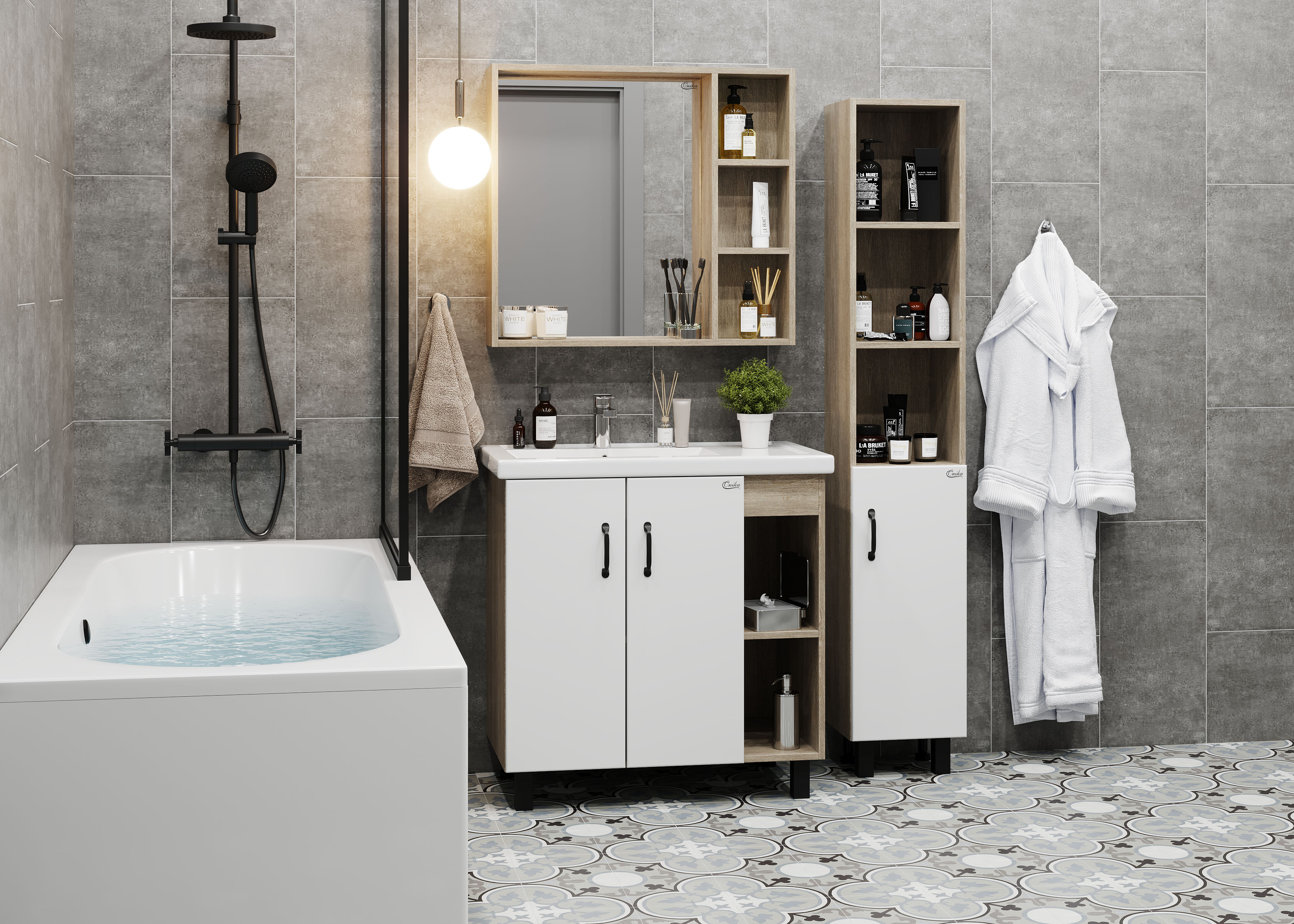 Зеркало Onika Тимбер 80 светлое дерево, с полкой 208091 - 5