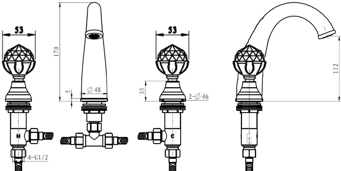 Смеситель Boheme Imperiale Presente 337 для раковины - 1