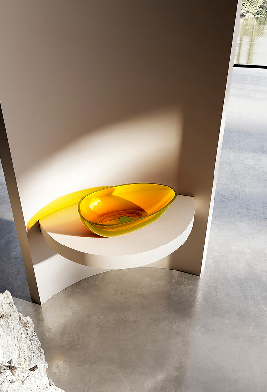 Накладная раковина Abber Kristall 60 желтая AT2811Amber - 1