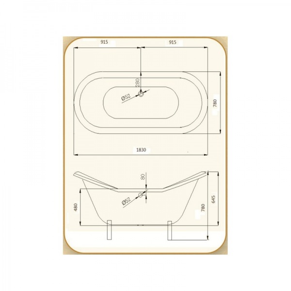 Чугунная ванна Magliezza Julietta 183x78 см  JULIETTA BR - 2
