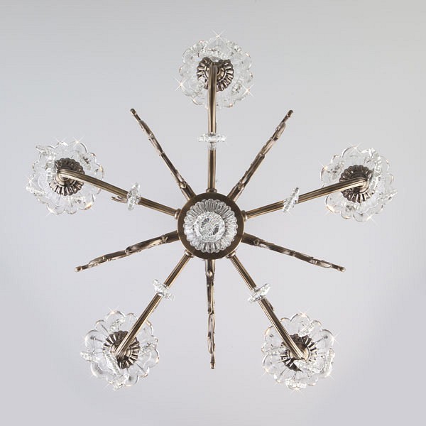 Подвесная люстра Eurosvet Elisha 3281/5 античная бронза/прозрачный хрусталь Strotskis - 3