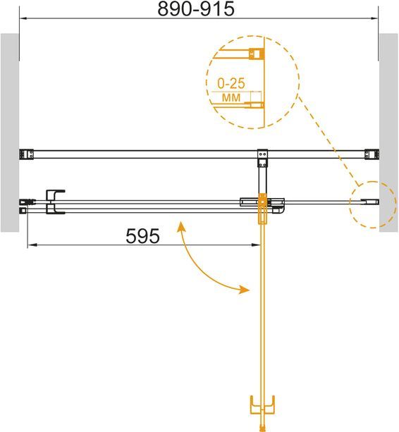 Душевая дверь в нишу Cezares Valvola B 1 90 C Cr VALVOLA-B-1-90-C-Cr - 2