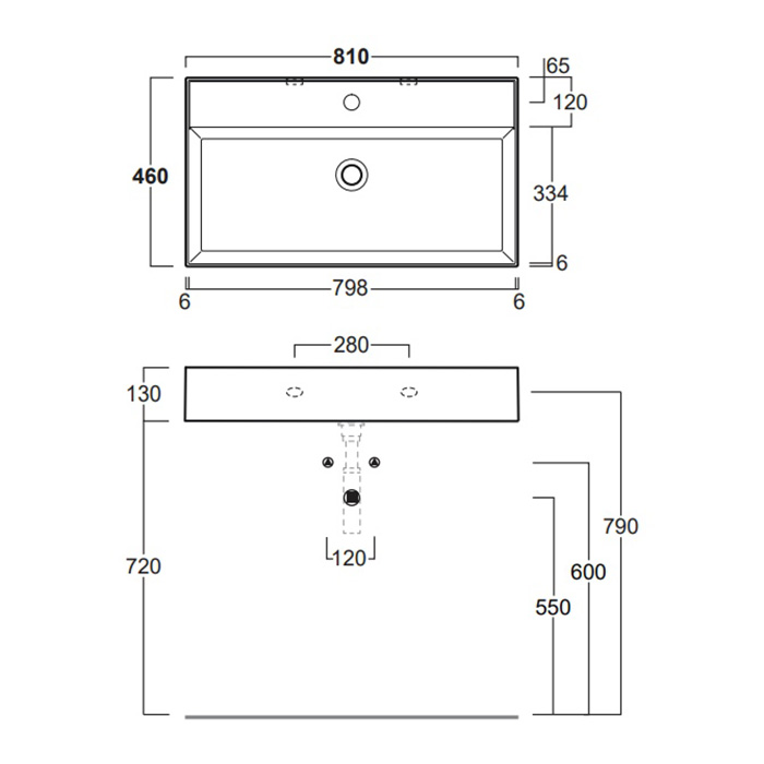 SIMAS AGILE Раковина подвесная 81х46 см, с переливом, с 1 отв под смеситель,цвет белый AG81 bi*1 - 1