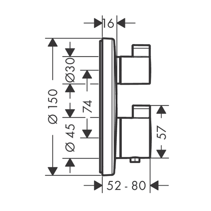 15758670 HG Ecostat S термостатический смеситель для душа  (внешняя часть) матовый черный - 1