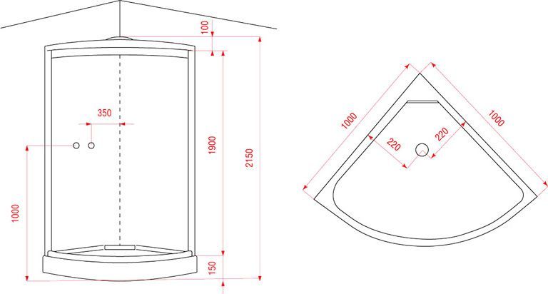 Душевая кабина Arcus  100x100 см  AS-122 - 1