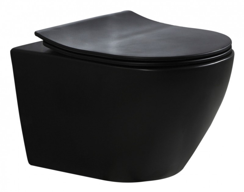 Унитаз подвесной Esbano Amapola с сиденьем микролифт, черный матовый  ESUPAMAPNBM - 0