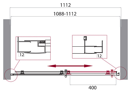 Душевая дверь BelBagno Uno 110 черный, матовый  UNO-195-BF-1-110-C-NERO - 1