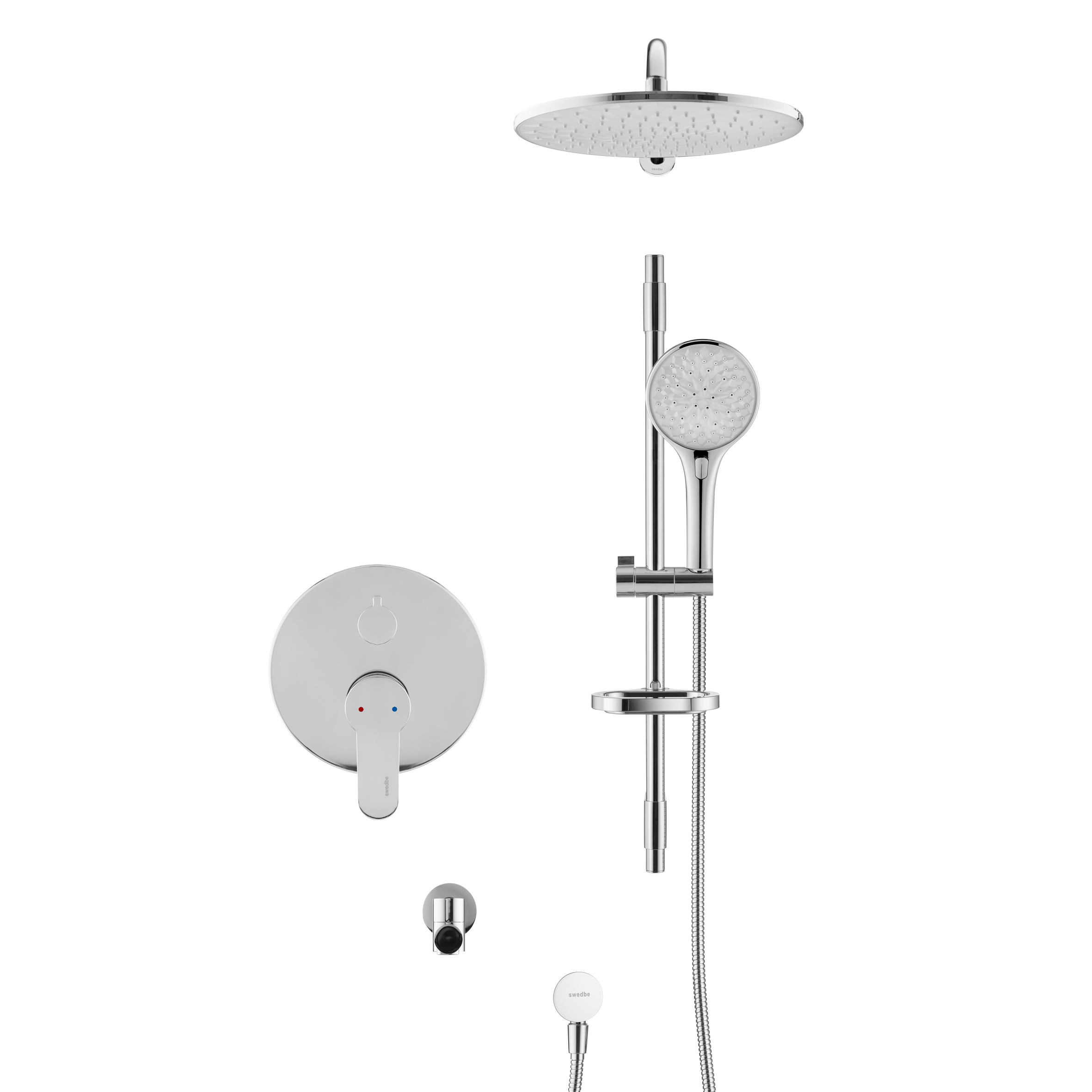 Swedbe Platta Душевой комплект со встроен.смесит. (с монтаж.боксом), верхн.душ. и повор.изливом 5542 - 2