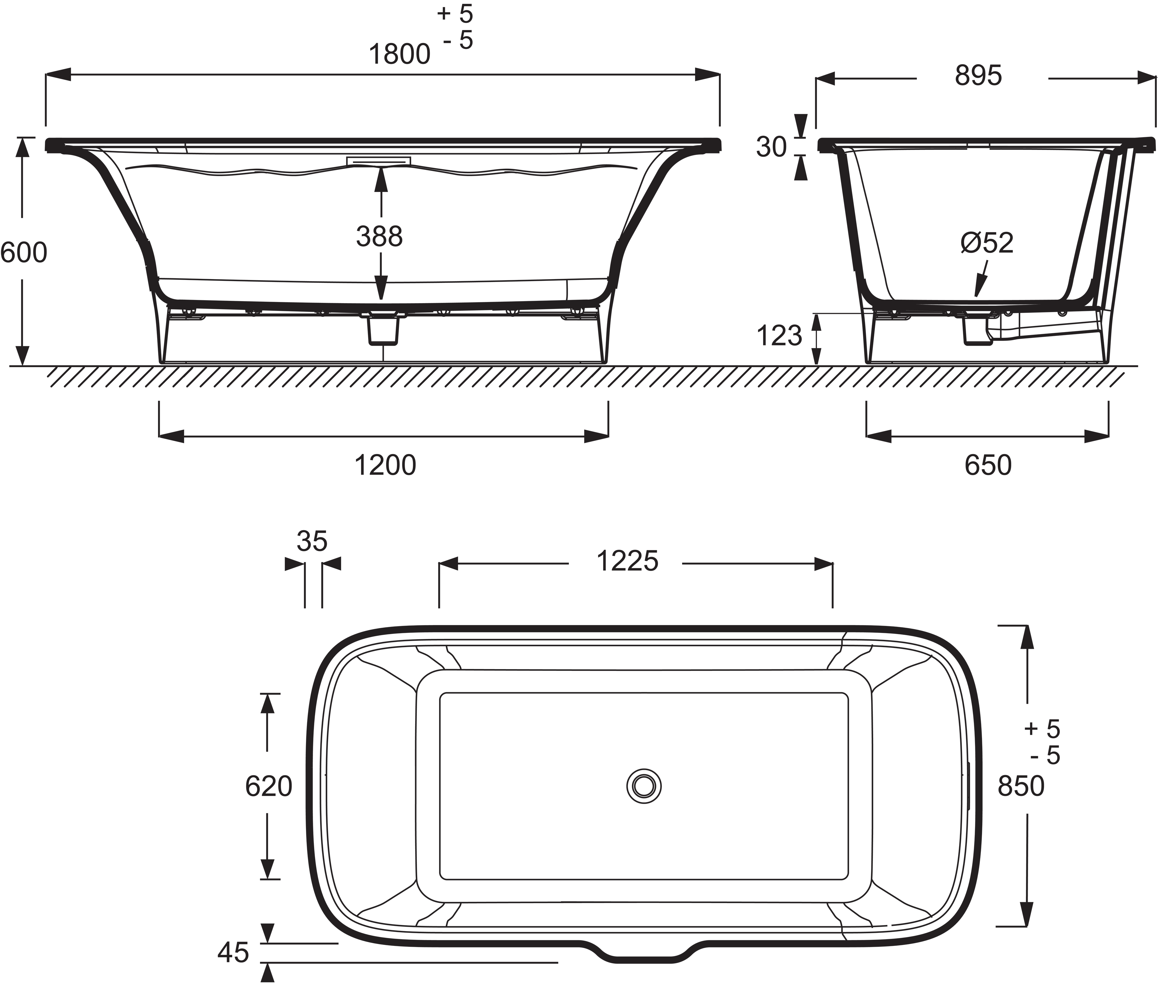 Ванна из искусственного камня Jacob Delafon Elite 180x85 щелевой перелив E6D034-00 - 7
