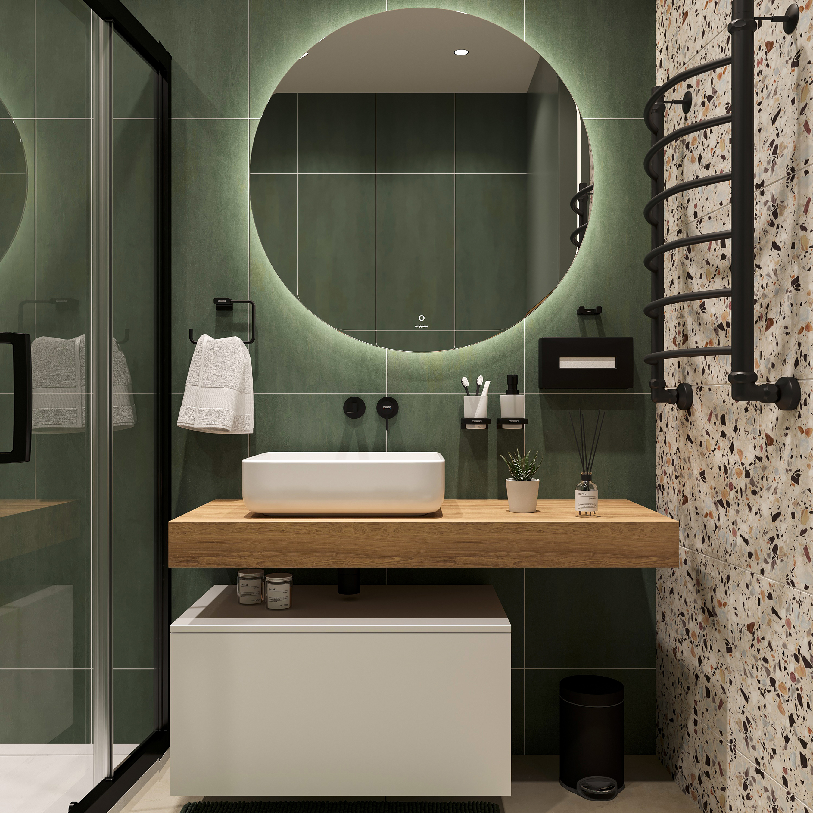 Мебель для ванной STWORKI Ольборг 120 столешница дуб французский, без отверстий, с тумбой 80, с раковиной STWORKI Soul 1 белой 489182 - 0