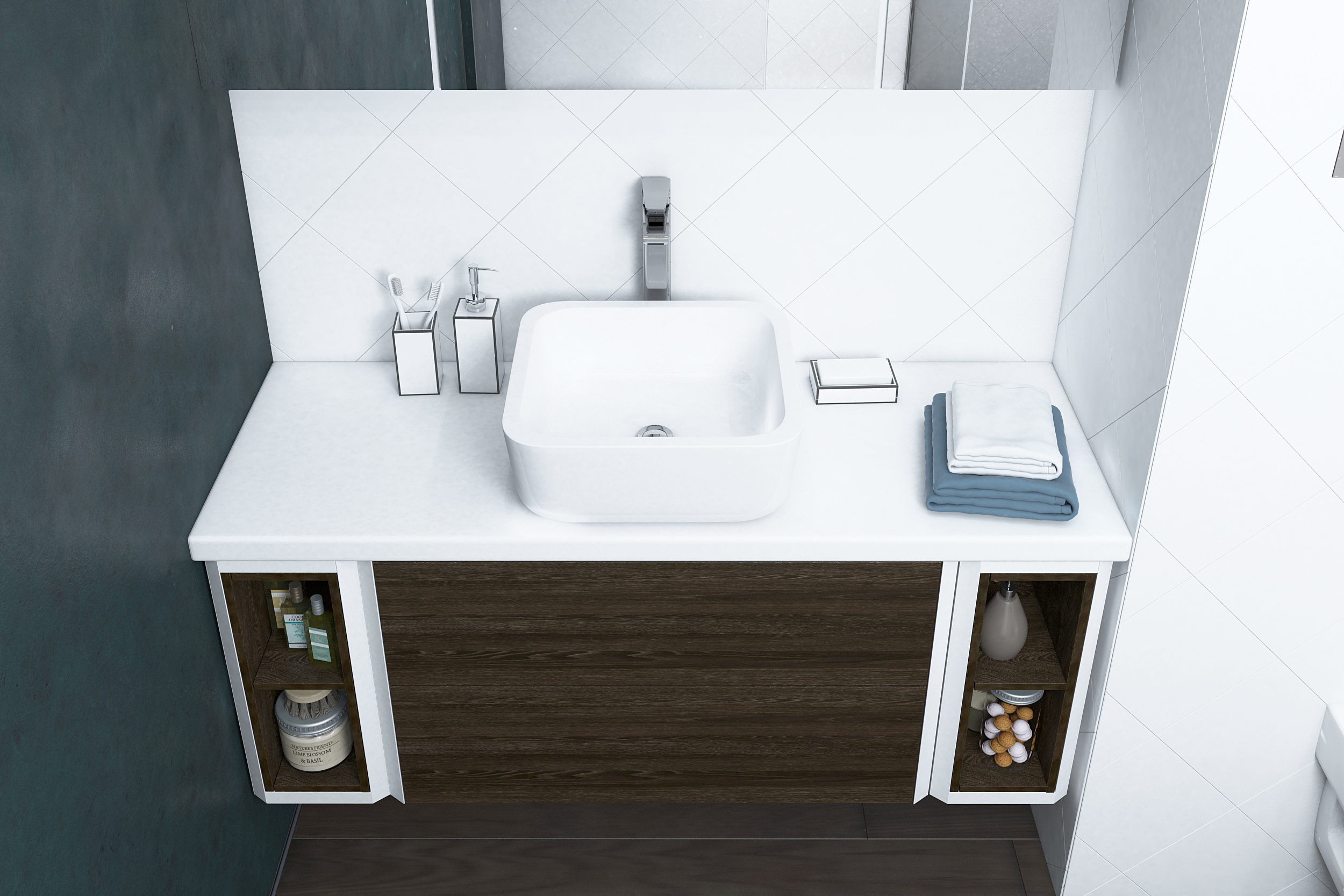 Тумба с раковиной Акватон Брук 120 (20+80+20) дуб феррара - 3