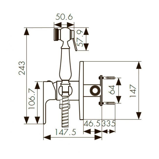 Смеситель гигиенический душ KAISER Sena  74188 - 1