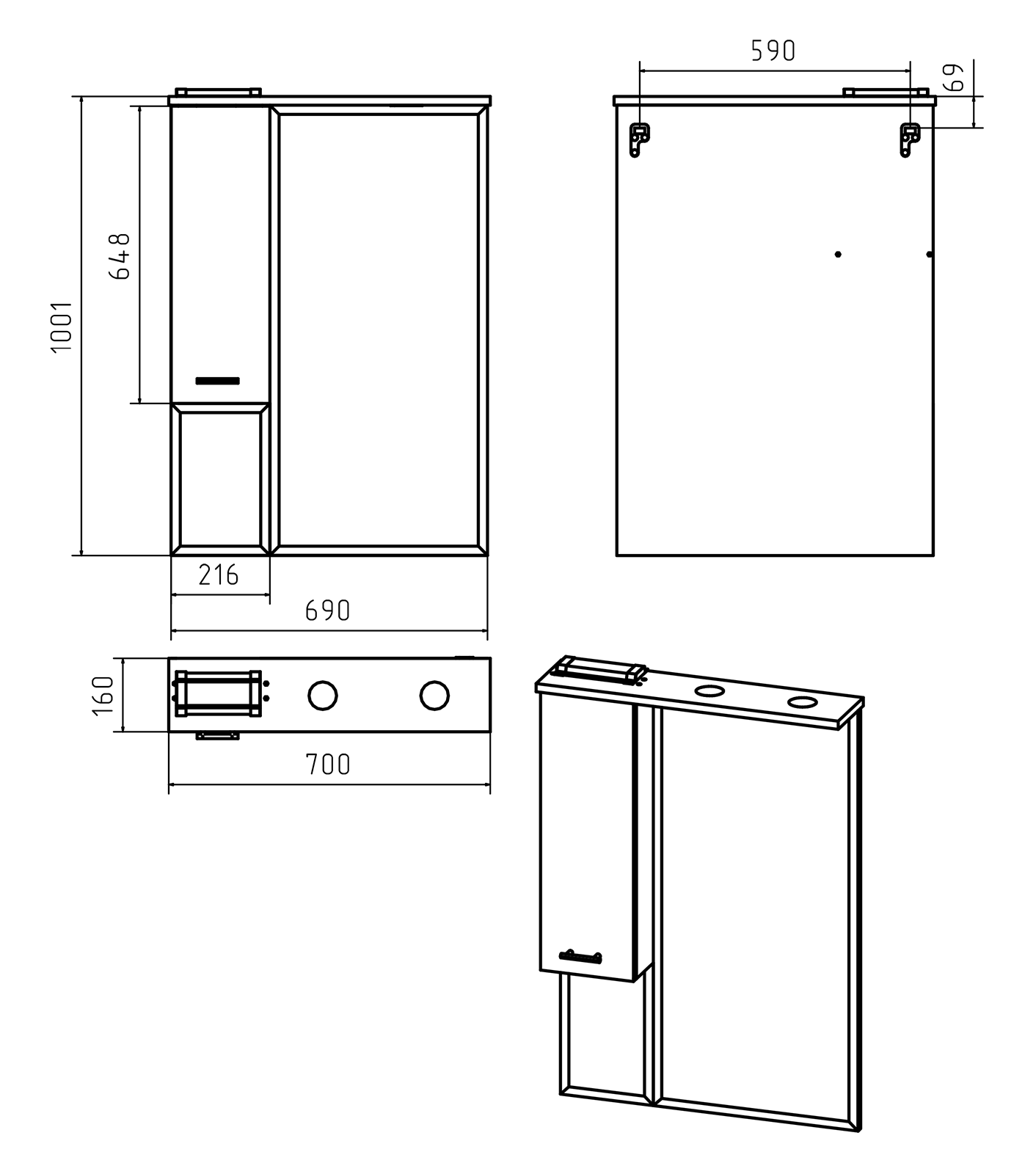 Терра - 70 зеркало-шкаф серый левый П-Тер02070-0501Л - 2