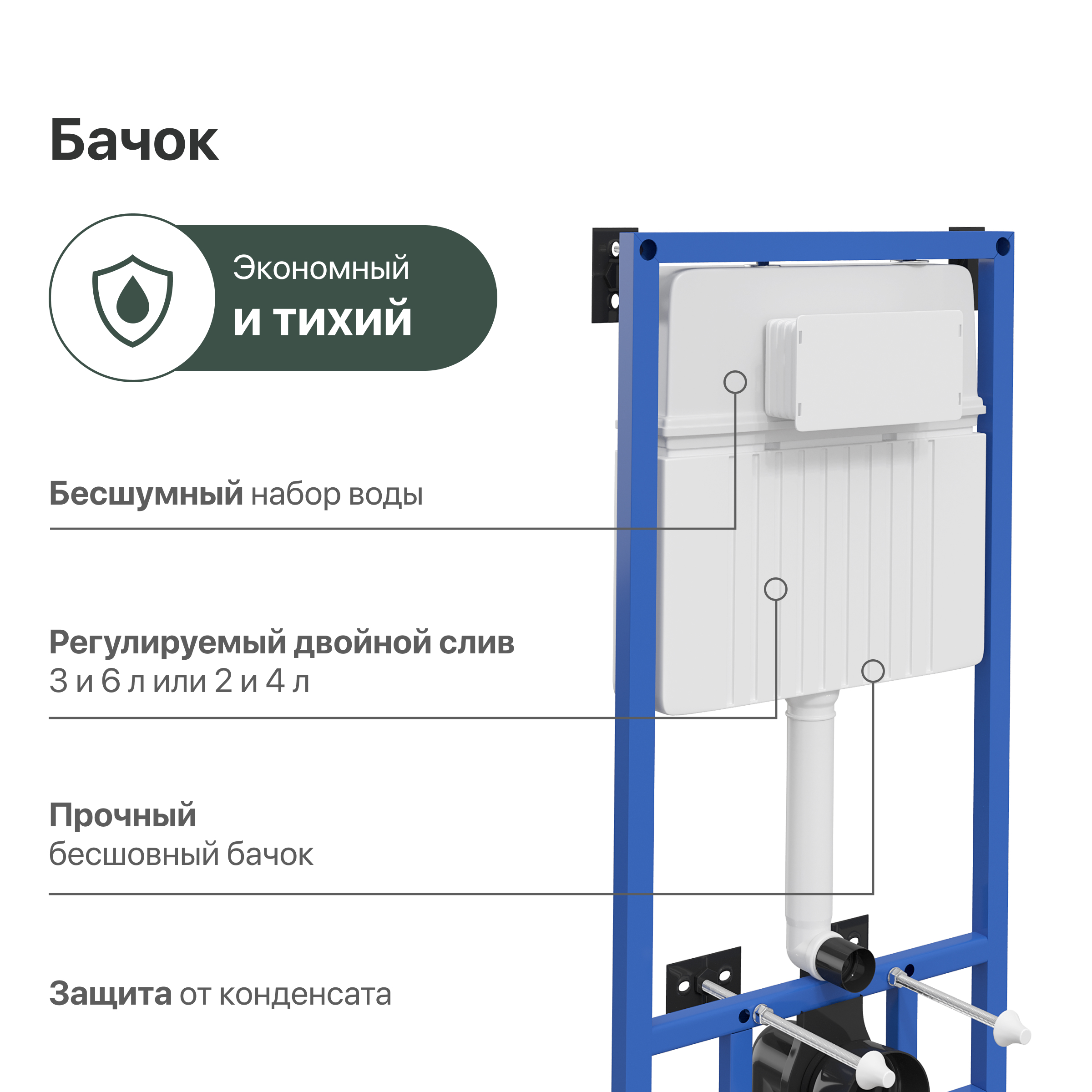 Система инсталляции для унитазов STWORKI 510162 с кнопкой смыва 230823 хром матовый 559915 - 4