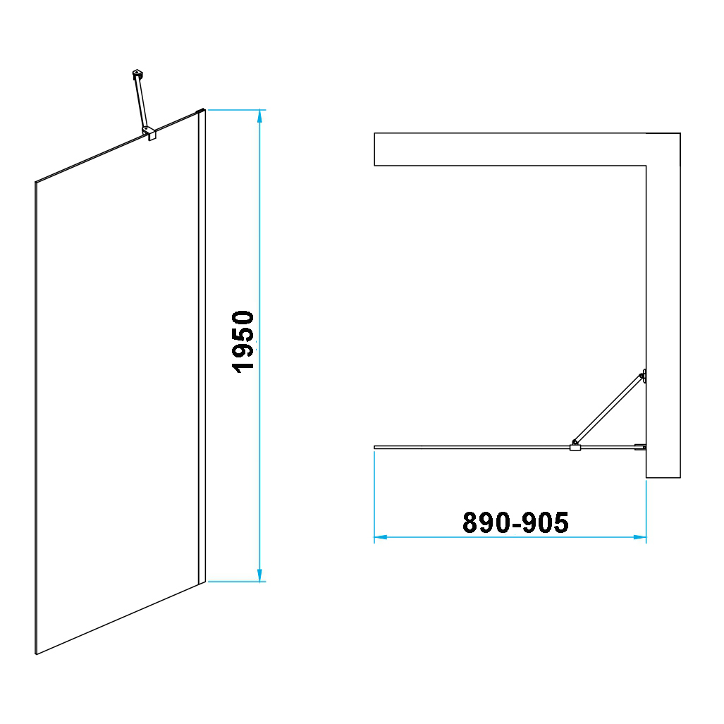 Душевая перегородка RGW Walk In WA-110 90х195 профиль хром стекло прозрачное 351011009-11 - 1