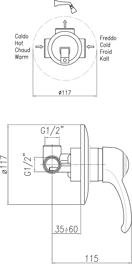 Смеситель Webert Aurora для душа, бронза AU880101065 - 1