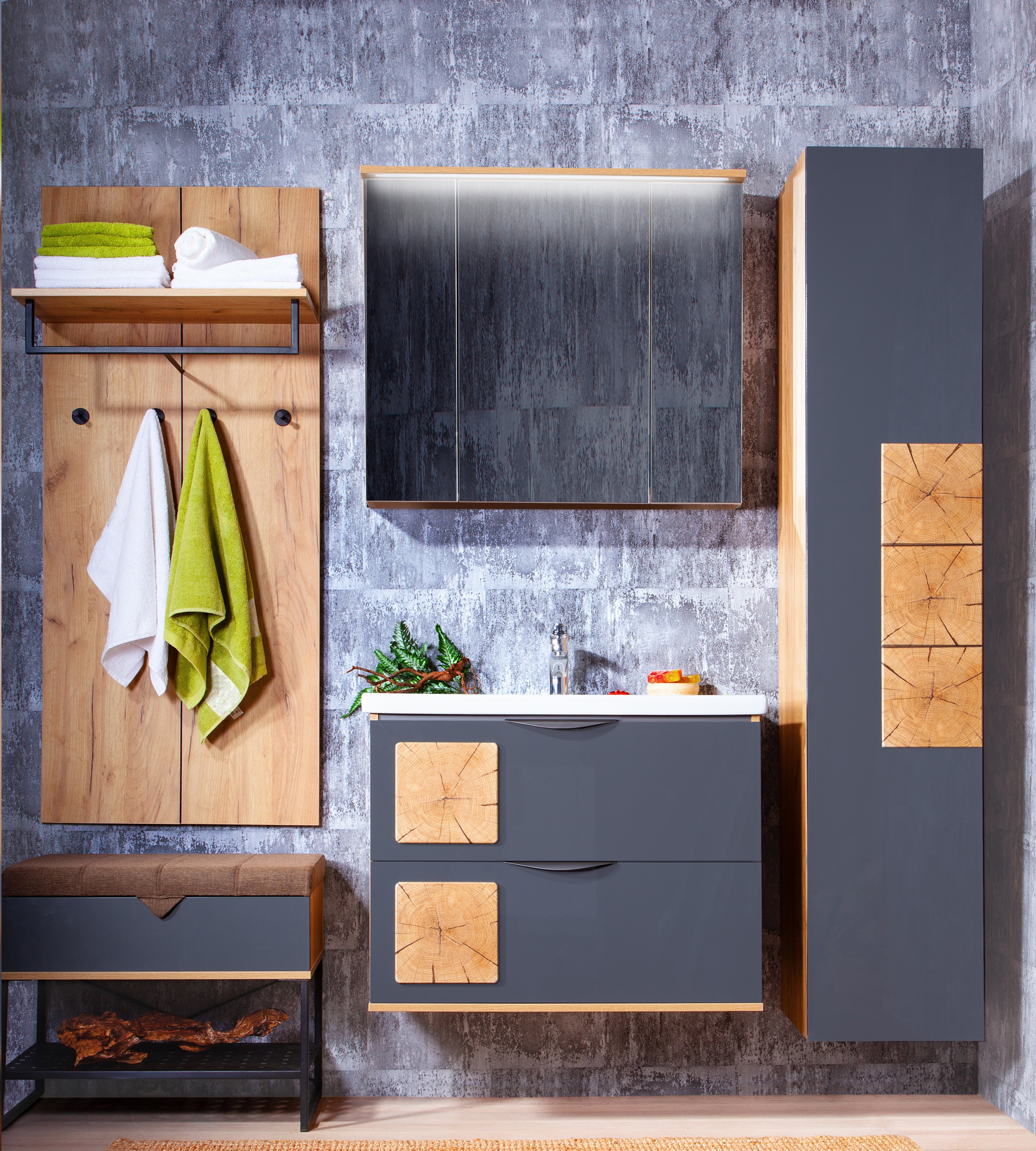 Банкетка Бриклаер Форест 60 дуб золотой, антрацит 4627125414732 - 1