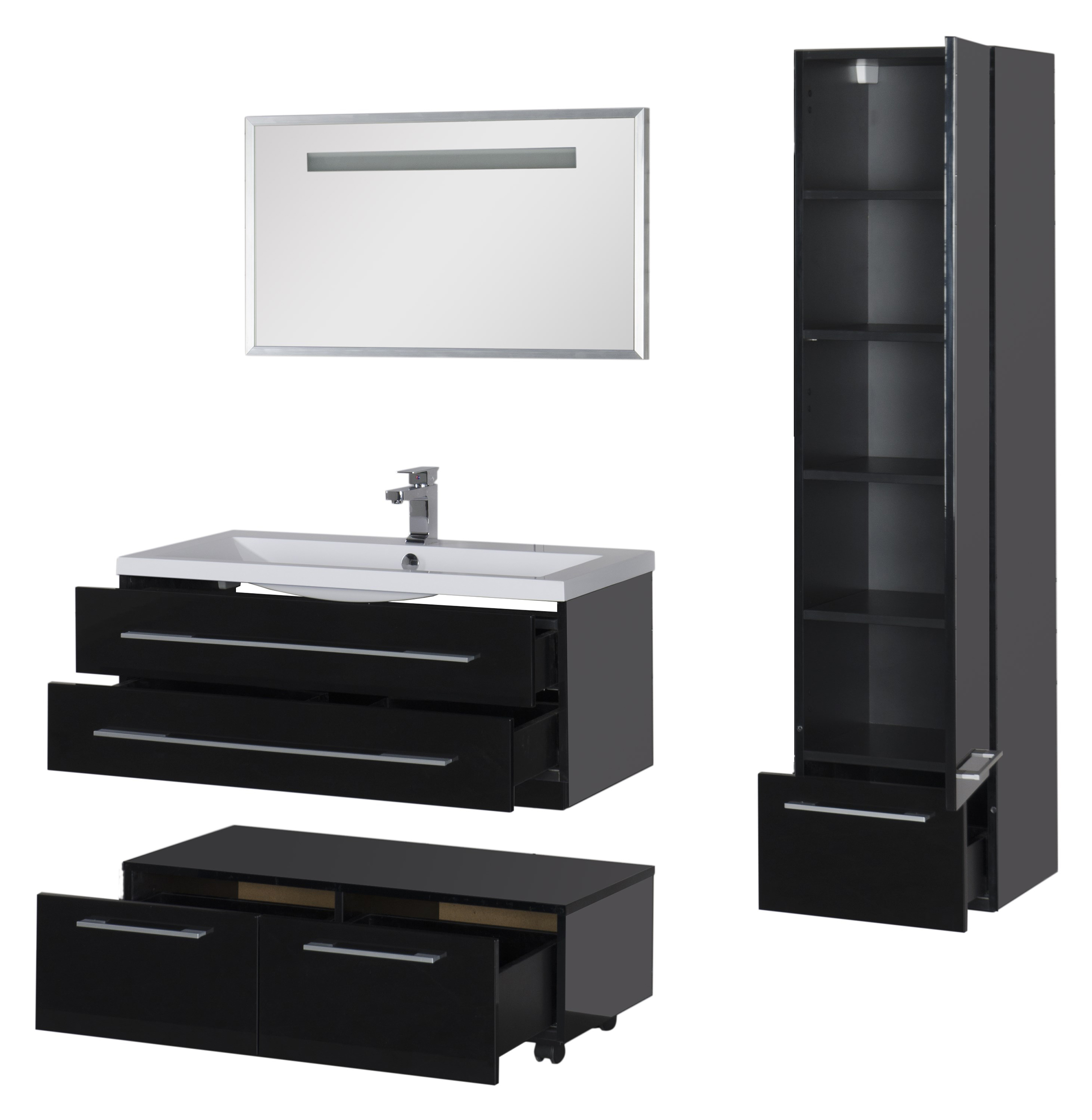 Тумба Aquanet Нота 100 подкатная, черная 170734 - 29