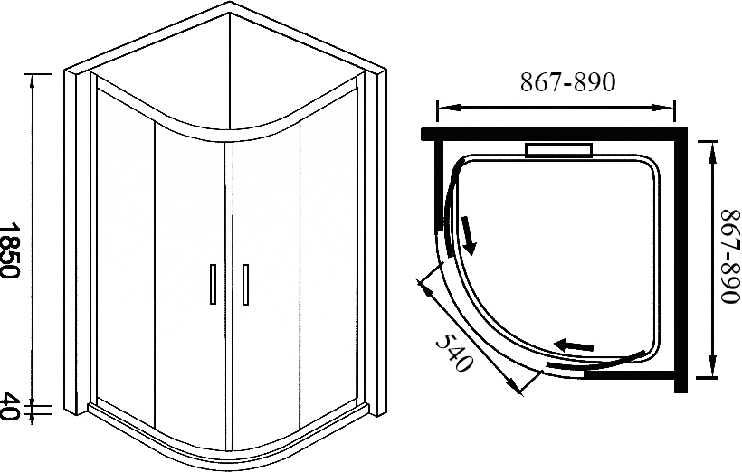 Душевой уголок Weltwasser WW300 300RS22-90 90х90 хром  10000003102 - 3