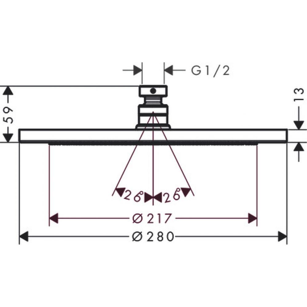 26220340 HG Croma 280 Air 1jet верхний душ шлиф,черный хром - 2