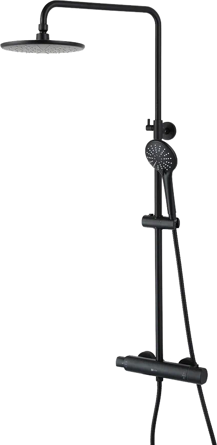 Душевая стойка Lemark Bronx c термостатом, черная LM3770BL - 0