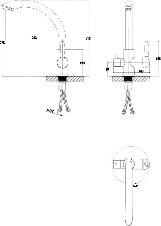 Смеситель Paulmark Essen для кухонной мойки, черный металлик Es213001-418 - 1