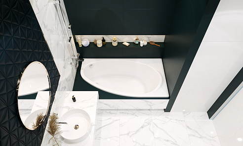 248574000 ванна акриловая CORFU ассиметричная правая 160х90 (белый) - 2